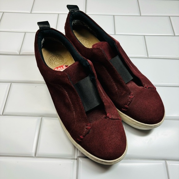 Kurt Geiger Suede SlipOn Trainers Women's US 9/EU 40 Red Maroon Leather Sneakers - Picture 3 of 8